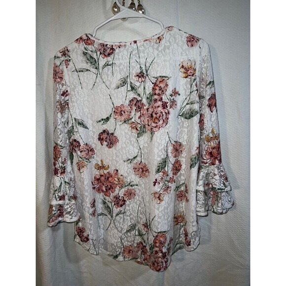 Womens Floral/Lace Blouse 3/4 Sleeves SMALL - Picture 2 of 2